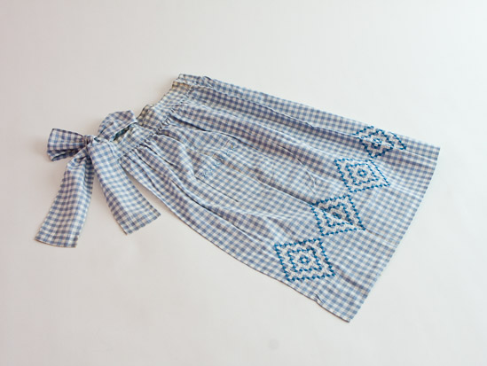 Blue & White Checked Apron $5