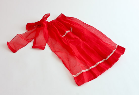 Red Chiffon Apron $5