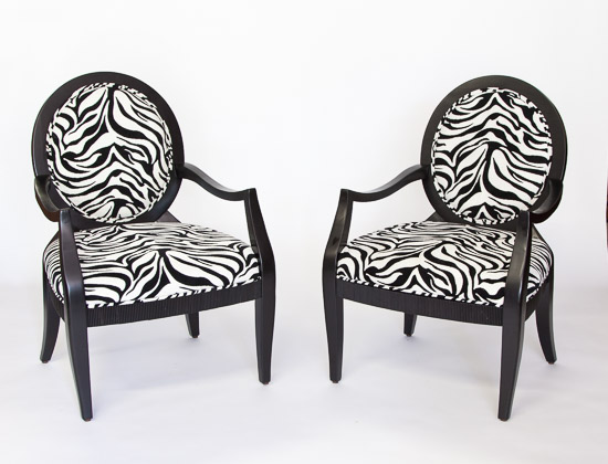 Pair of Zebra Accent Chairs    $50 Each