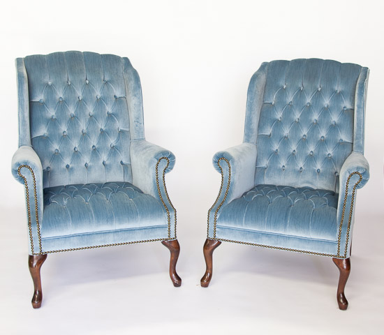 Victorian Light Blue Tufted Arm Chairs (Set of 2) $50 Each or $90 Pair