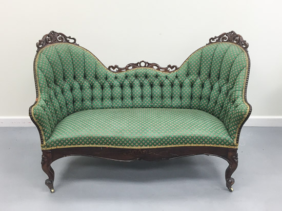 Green Tufted Settee 59