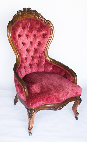 Red Velvet Tufted Rose Parlor Chair $50