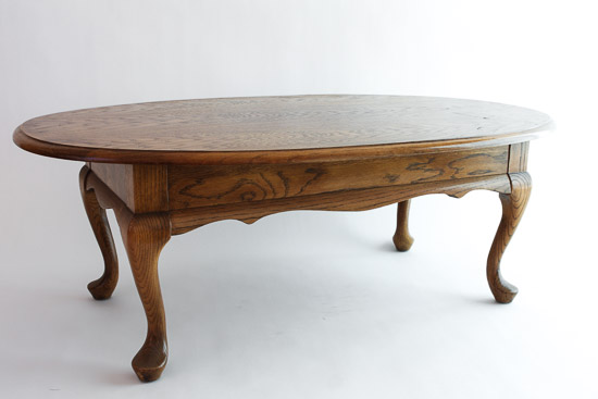 Queen Anne Oval Oak Coffee Table $25