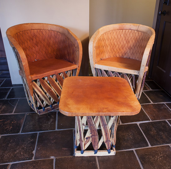 Natural Leather Chair and Table Set $50