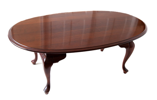 Queen Anne Oval Cherry Coffee Table   $30