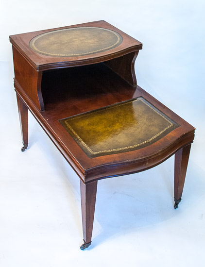 Leather Inlay 2-Tiered Antique Table   $25