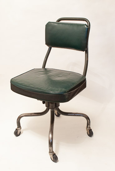 Green Leather Rolling Desk Chair  $25