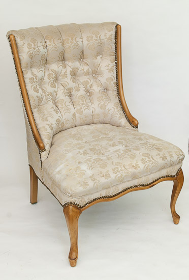 Cream French Provincial Tufted Armless Chair $35