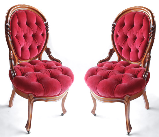 Plush Red Tufted Parlor Chairs (2) $50 Each