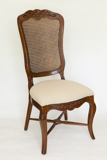 Cream Side Chair with Caned Back $20