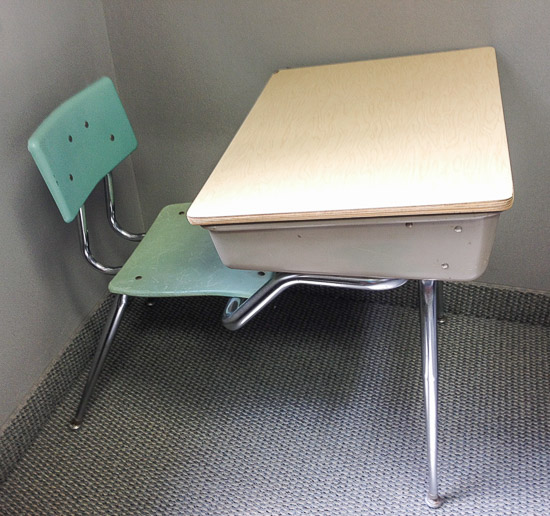 Vintage Student Desk with Aqua Seat  $20