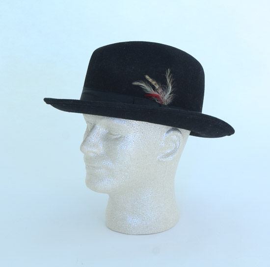 Black Fedora w/Red Feather $5