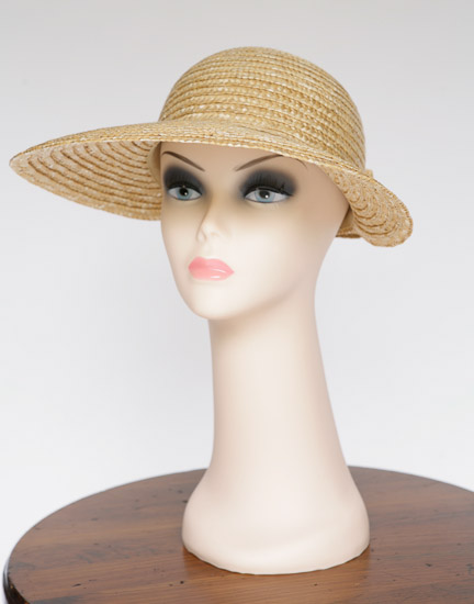 Wide Front Brimmed Straw Hat with Back Bow $5