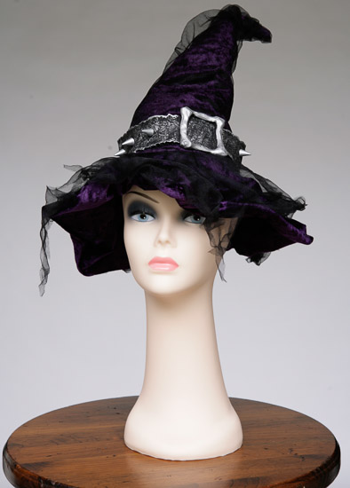 Purple and Black Witch Hat with Buckle $5