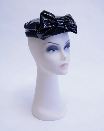 Black Vinyl Hat w/ Large Bow $4