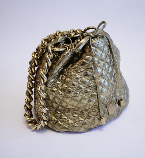 Gold Quilted Purse with Chain Handle $5
