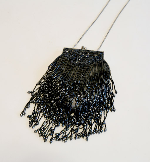 Small Black Beaded Fringe Purse $6