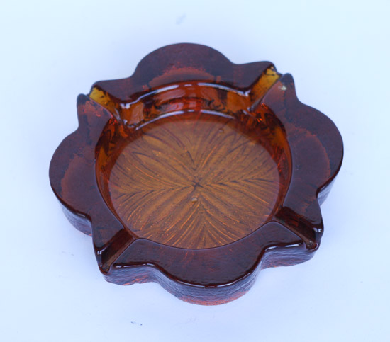 Amber Glass Ashtray $5