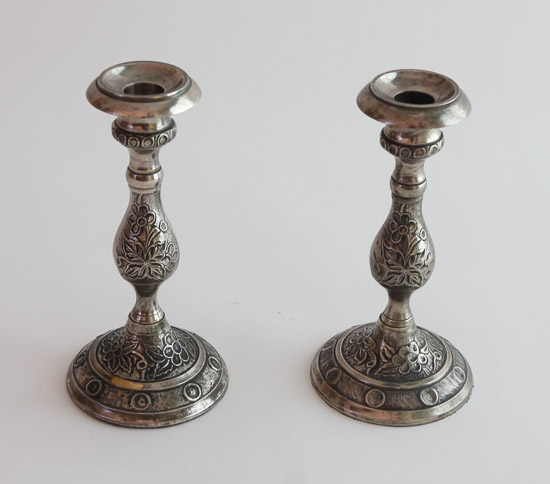 Pewter Candlestick Pair $12