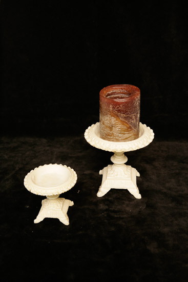 Set of 2 White Pillar Candle Holders $5