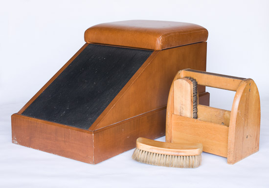 Rolling Shoe Shine Seat, Valet & Brushes $35