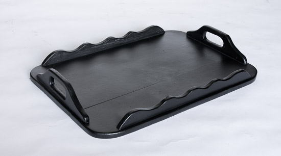 Black Scallop- Edged Tray with Handles $10