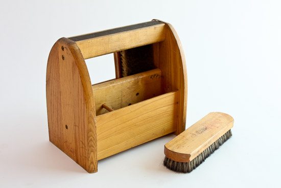 Shoeshine Caddy and Brush Set $20