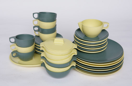 Yellow and Slate Melamine Dinnerware $30