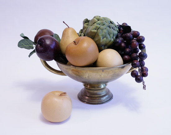 Metal Fruitbowl and Assorted  Fruit $15