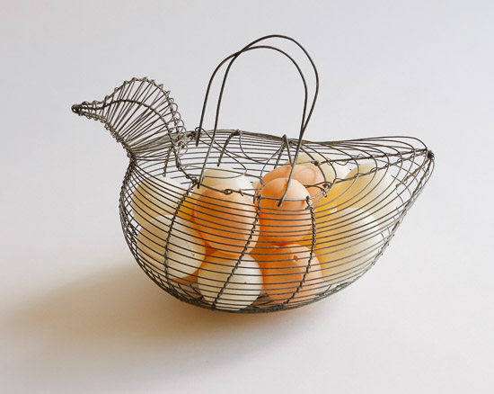 Wire Basket and Eggs $6