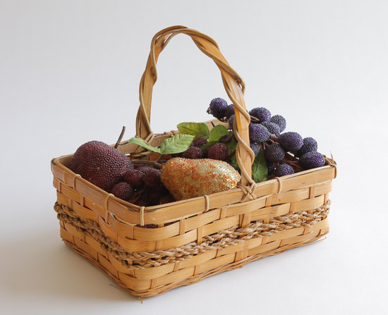 Rectangular Basket with Beaded Fruit $15