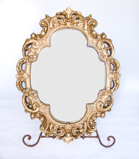 Oval Gold Ornate Wall Mirror $10