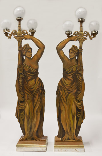 Large Lady Lamps on Rolling Pedestals        $75 Each