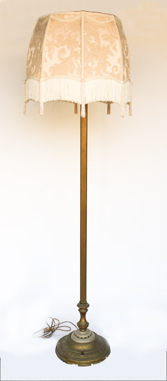 Floor Lamp with Fringed Lampshade $45