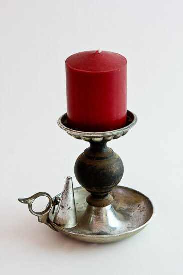 Silver and Wood Pillar Candleholder $7