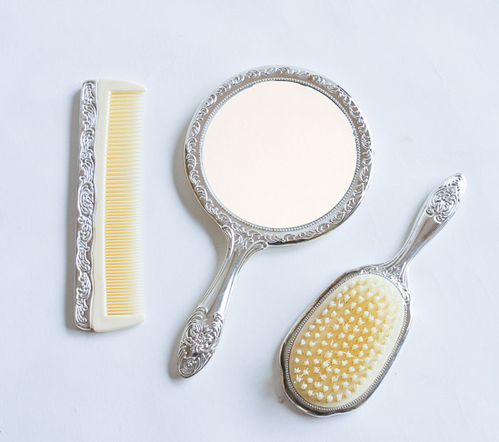 Silver Comb, Brush and Mirror Set $20