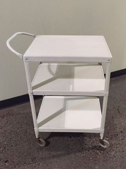 White Metal Industrial Cart $20