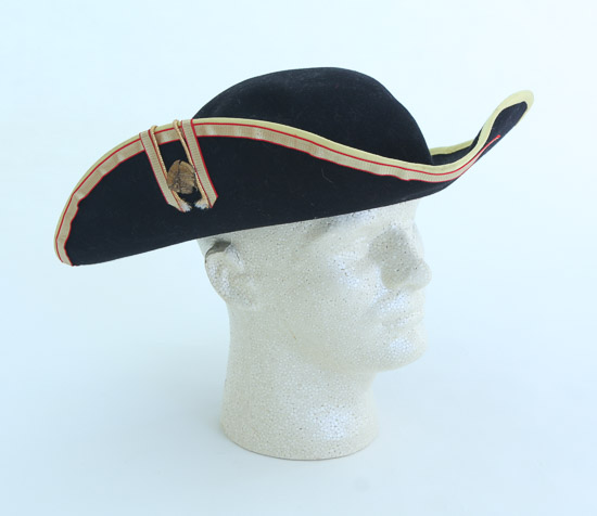Black Pirate Style Hat with Tan and Red Trim $5
