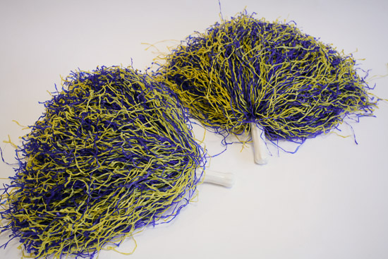 Blue and Gold Pom Poms $5